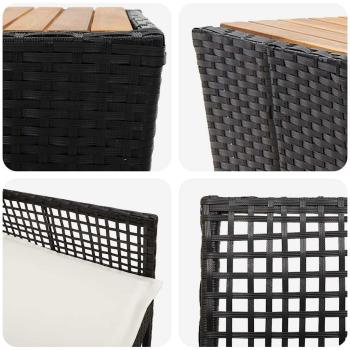 3-teiliges Garten Bistro Set mit Kissen Schwarz Poly-Rattan