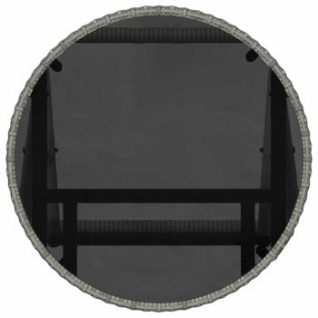 3-teiliges Garten Bistro Set mit Kissen Grau Poly Rattan