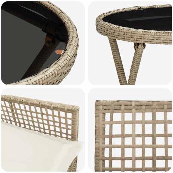 3-teiliges Garten-Bistro-Set mit Kissen Beige Poly-Rattan