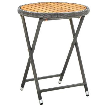 3-teiliges Garten Bistro Set mit Kissen Grau Poly Rattan