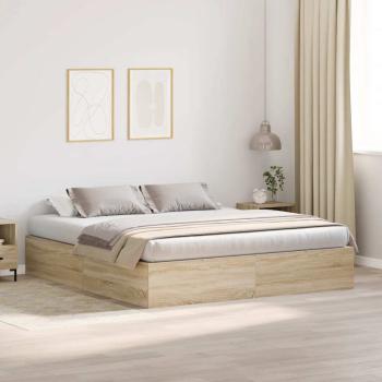 ARDEBO.de - Stauraum-Bettgestell Sonoma Eiche 200x200 cm