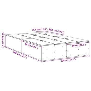 Stauraum Bettgestell Geräucherte Eiche 120x200 cm