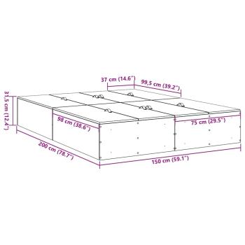 Stauraumbett aus Artisan-Eiche 150x200 cm