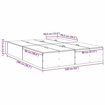 Speicherbettgestell Beton Grau 160x200 cm