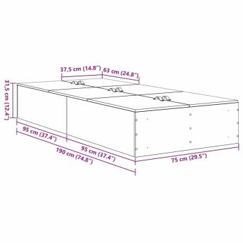Stauraumbettgestell Grau Sonoma 75x190 cm