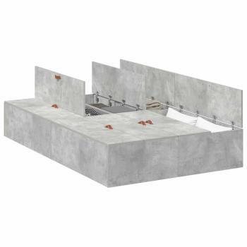Aufbewahrungsbettgestell Beton Grau 120x190 cm