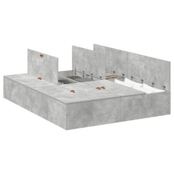 Bettgestell mit Stauraum Beton Grau 140x190 cm
