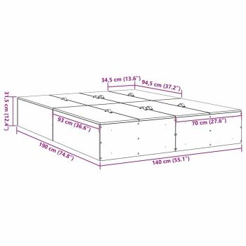 Bettgestell mit Stauraum Beton Grau 140x190 cm