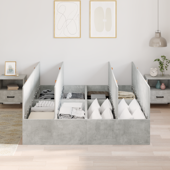 Bettgestell mit Stauraum Beton Grau 140x190 cm