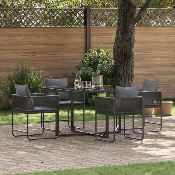 ARDEBO.de - 6-teilige Garten-Essgruppe mit Kissen aus Stahl und Poly-Rattan