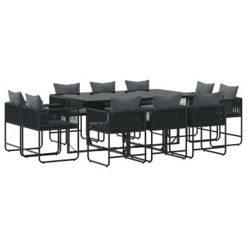 13-teiliges Gartentischset mit Kissen aus Stahl und Poly-Rattan