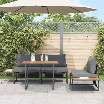 ARDEBO.de - 3-teiliges Garten-Dining-Set mit Anthrazit-Kissen