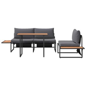 3-teiliges Garten-Dining-Set mit Anthrazit-Kissen