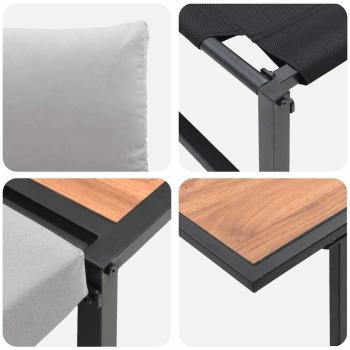 3-teiliges Garten-Esszimmer-Set mit hellgrauen Kissen