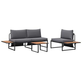 3-teiliges Garten-Sofa-Set mit anthrazitfarbenen Kissen