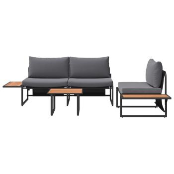 3-teiliges Garten-Sofa-Set mit anthrazitfarbenen Kissen