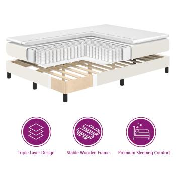 Boxspringbett Creme Einzel Cord Stoff
