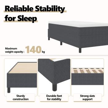 Boxspringbett Dunkelgrau 90x200 cm aus Cord
