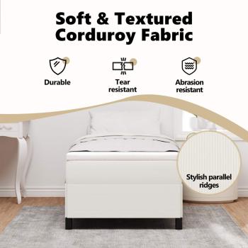 Boxspringbett Creme 90x200 cm Cord-Stoff
