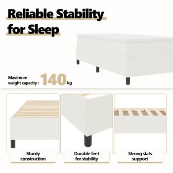 Boxspringbett Creme 90x200 cm Cord-Stoff