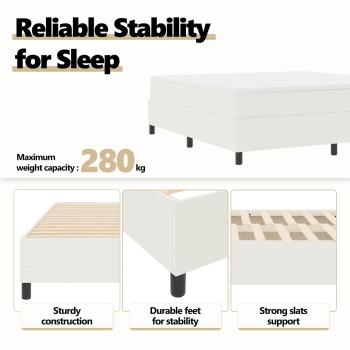 Boxspringbett Creme 200x200 cm Cordstoff