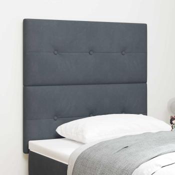 ARDEBO.de - Kopfteil mit Knopfheftung Dunkelgrau 80 cm Samt