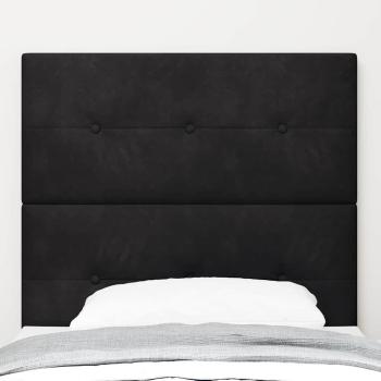 Kopfteil Mit Knöpfen Gepolstert Schwarz 90 cm Samt
