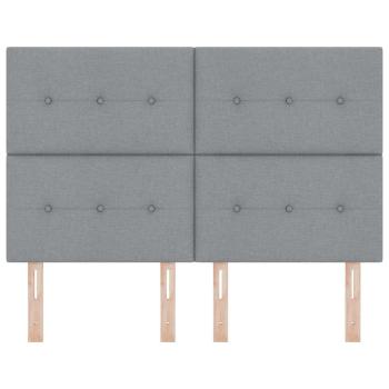 Kopfteil Mit Knopf-Optik Hellgrau 140 cm Stoff
