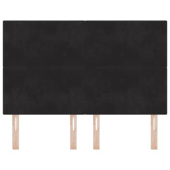 Kopfteil Mit Knöpfen Gepolstert Schwarz 140 cm Samt