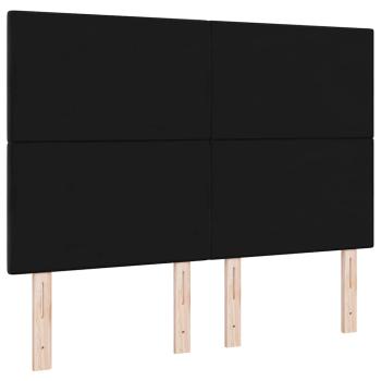 Kopfteil Mit Knöpfen Gepolstert Schwarz 140 cm Samt