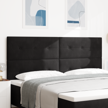 Kopfteil Mit Knopfheftung Schwarz 200 cm Samt