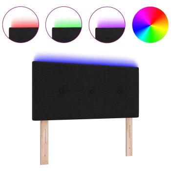 LED Kopfteil Mit Knopfheftung Schwarz 90 cm Stoff