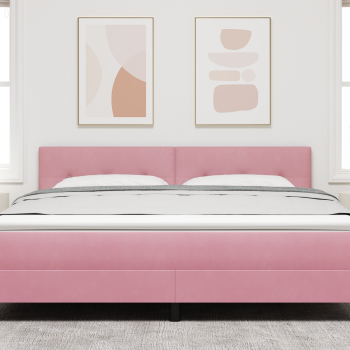LED Kopfteil mit LED-Lichtleisten Rosa 180 cm Samt
