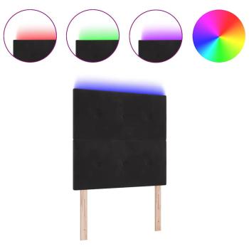 LED Kopfteilen Schwarz 80 cm Samt