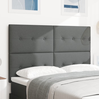 LED Kopfteil mit LED-Lichtleisten Dunkelgrau 144 cm Stoff