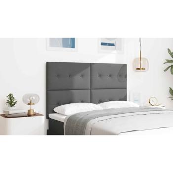 LED Kopfteil mit LED-Lichtleisten Dunkelgrau 144 cm Stoff