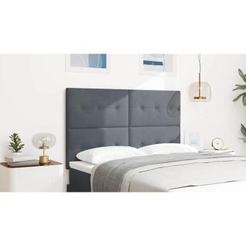 LED Kopfteil mit LED-Lichtleisten Grau 144 cm Samt