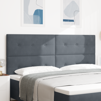 LED Kopfteil mit LED-Lichtleisten Grau 200 cm Samt