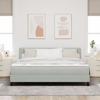 Boxspringbett mit Matratze Hellgrau Super King Samt