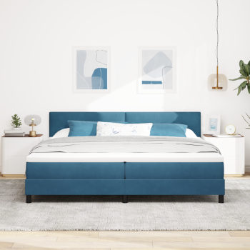 Boxspringbett mit Kopfteil Dunkelblau 200 x 200 cm Samt