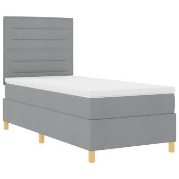 Boxspringbett mit Matratze hellgrau 90x200 cm Stoff