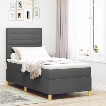 Boxspringbett mit Matratze Dunkelgrau 90x200 cm Stoff