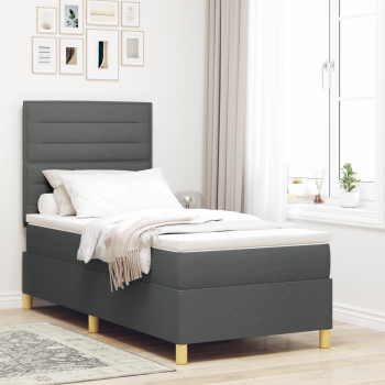 Boxspringbett mit Matratze Dunkelgrau 90x200 cm Stoff