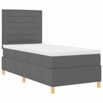 Boxspringbett mit Matratze Dunkelgrau 90x200 cm Stoff