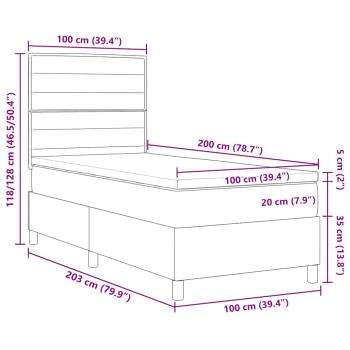 Boxspringbett mit Matratze Hellgrau 100x200 cm Stoff