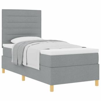 Boxspringbett mit Matratze Hellgrau 100x200 cm Stoff
