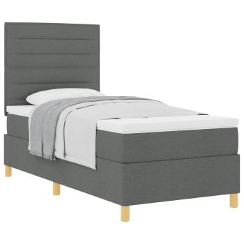 ARDEBO.de - Boxspringbett mit Matratze Dunkelgrau 100x200 cm Stoff
