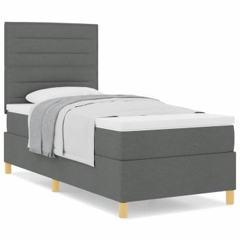 Boxspringbett mit Matratze Dunkelgrau 100x200 cm Stoff
