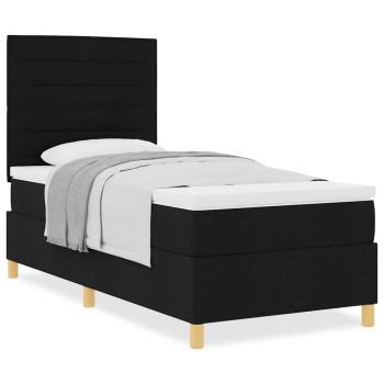 Boxspringbett mit Matratze Schwarz 100x200 cm Stoff