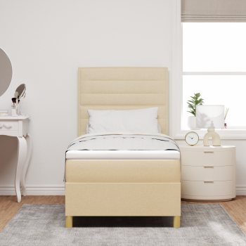 Boxspringbett mit Matratze Creme 100x200 cm Stoff